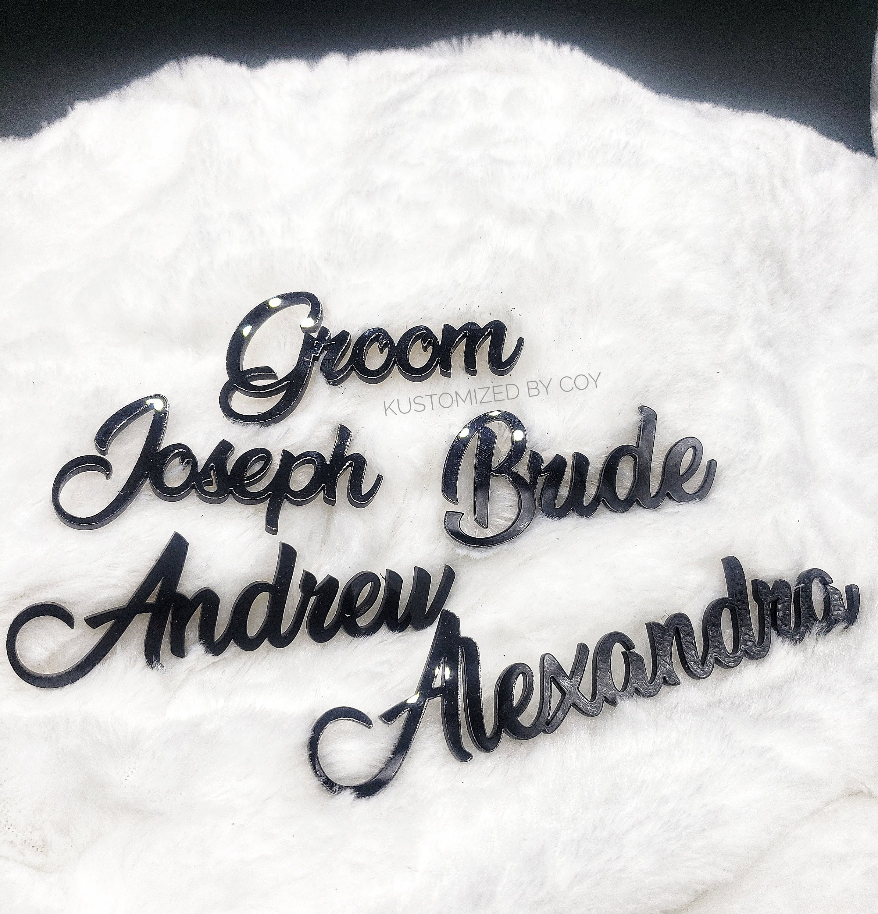 Cute 1.5 inch Laser Cut Wedding Name Place Cards, Personalized Weddin…