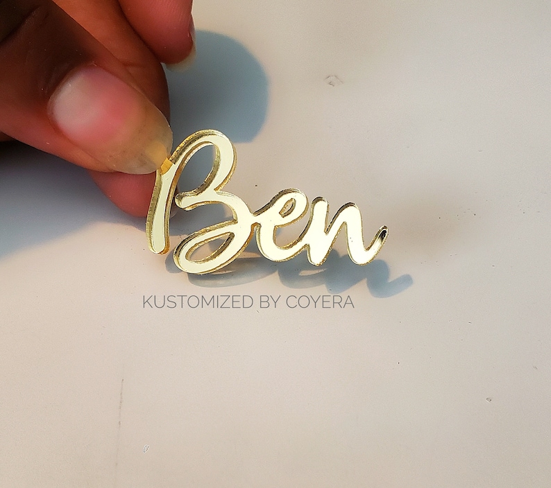 Custom Laser Cut Wedding Name Place Cards, Personalized Party Table Setting Guest Cutout, 1 inch in height image 2