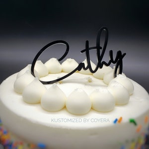 Name Cake Charm Script Name Cake Topper Personalized Acrylic Cake Charm Custom Acrylic Letters  Topper Rose Gold Silver Baby Blue Pink