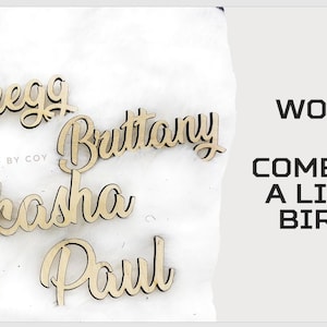 Custom Laser Cut Wedding Name Place Cards, Personalized Party Table Setting Guest Cutout, 1 inch in height image 5