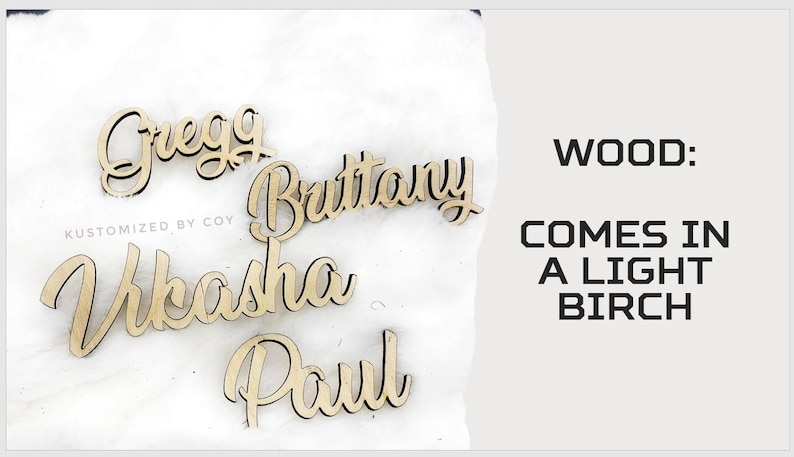 Custom Laser Cut Wedding Name Place Cards, Personalized Party Table Setting Guest Cutout, 1 inch in height image 5