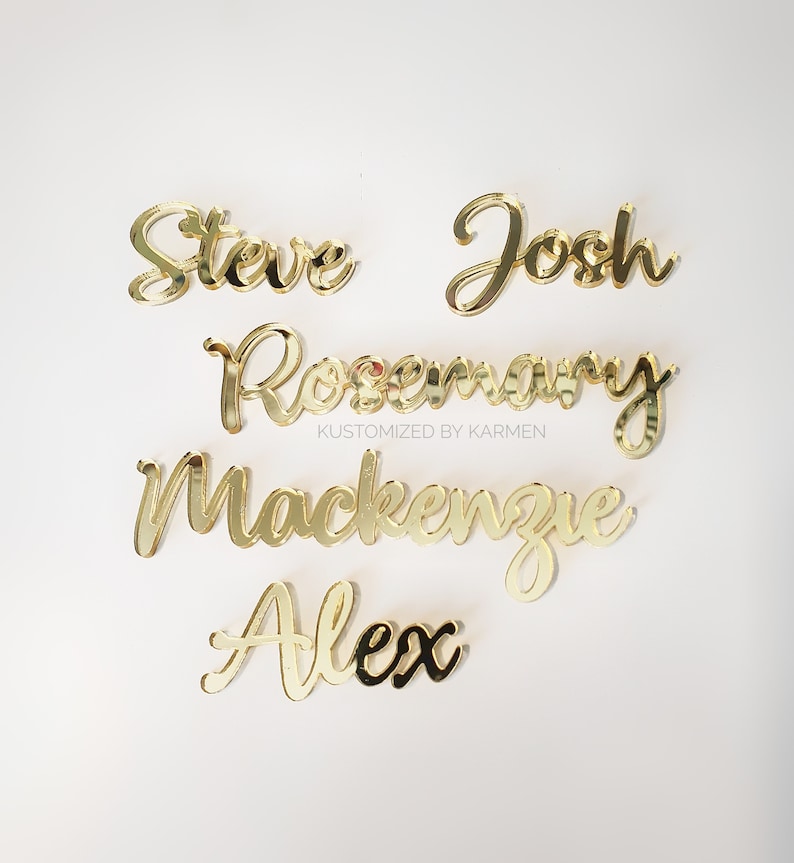 Custom Laser Cut Wedding Name Place Cards, Personalized Party Table Setting Guest Cutout, 1 inch in height image 3