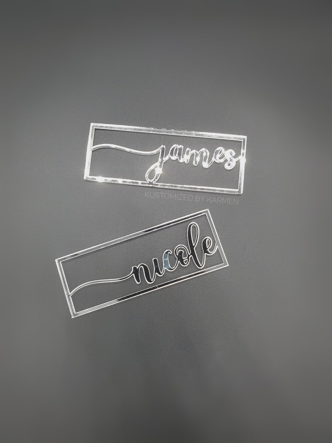 Cute 1.5 Inch Laser Cut Wedding Name Place Cards With HEART