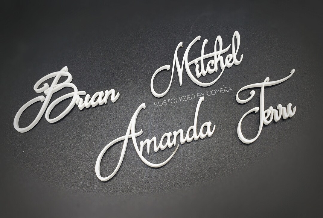 Cute 2 Inch Laser Cut Wedding Name Place Cards, Personalized Wedding Party Laser Cut Name Plate