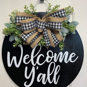 Front Door Decor, Welcome Yall, Year Round Wreath, Front Door Hanger, Housewarming Gift, Home Decor