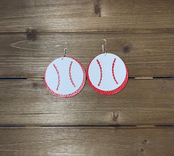 Baseball faux leather on sale earrings