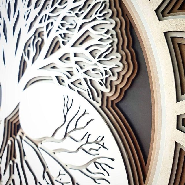 3D Wooden Tree of Life Mandala: Laser Cut Bohemian Wall Art - Etsy