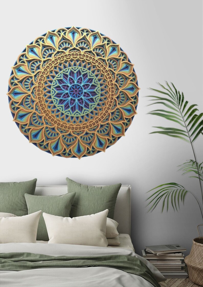 3D Wooden Mandala Wall Decor Peacock Color Mandala Wall Etsy Australia