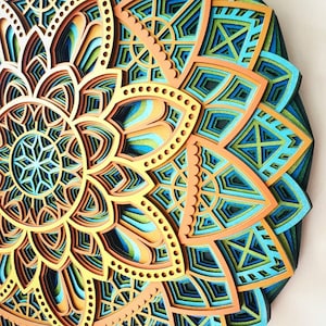 Mandala Wall Art, Lazer Cut Wooden Mandala, Spirutial Wall Decor,Wooden Peacock Color Mandala, Multicolor Mandala Decor, Boho Housegift,