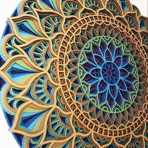 3D Wooden Mandala Wall Decor, Peacock Color Mandala Wall Decor, Wooden Wall Arts, Multicolor Mandala Decor, Boho Housegift,