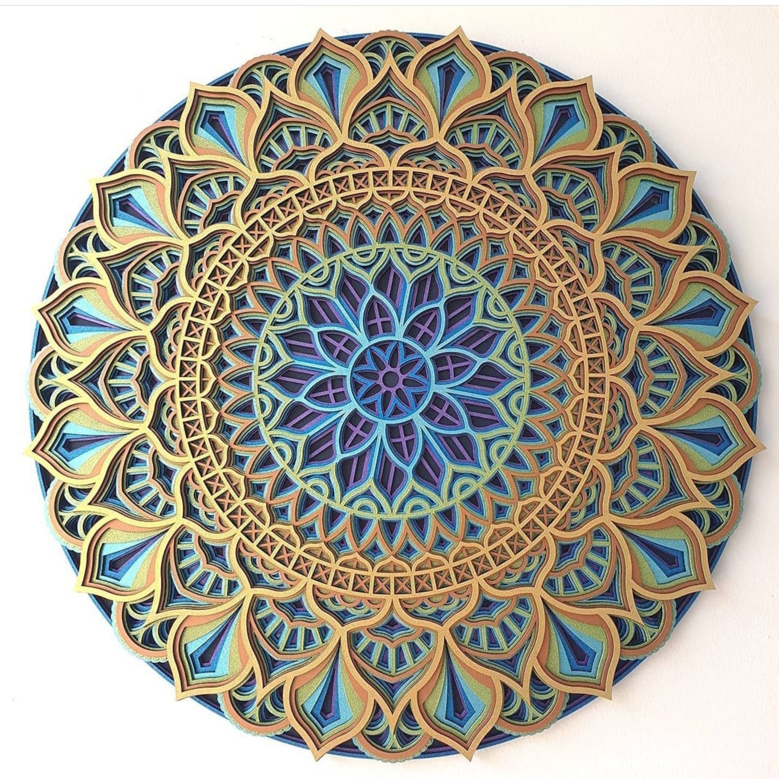3D Wooden Mandala Wall Decor Peacock Color Mandala Wall Etsy Australia