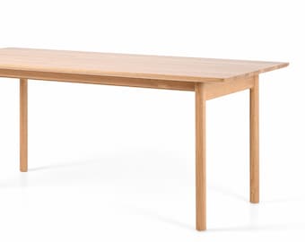 Handmade Solid Oak Dining Table: Minimalist Japandi Scandinavian Design