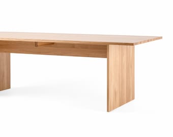Handcrafted Solid Oak Dining Table: Japandi Scandinavian Design