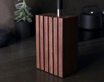 Walnut Magnetic Knife Block | Wooden Magnetic Knife Holder | Walnut Kitchen Knife Stand | Wooden Oak Knife Block | Wooden Knife Storage