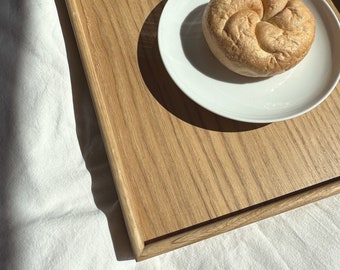 Handcrafted Oak Serving Tray | Kitchen Tray for Versatile Use | Wooden Ottoman Tray for Stylish Living Spaces | Elegant Kitchen Accessory