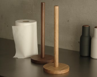 Portarrollos de papel de madera hecho a mano: soporte para rollos de roble o nogal