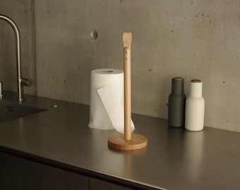 Portarrollos de papel de roble hecho a mano: decoración rústica para cocina