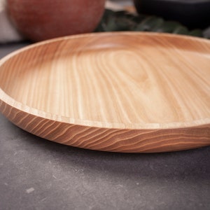 Natural Wood Fruit Plate Modern Wooden Serving Plate Elm Wood Kitchen Accessories Rustic Housewarming Gift Rustic Modern Serving image 2