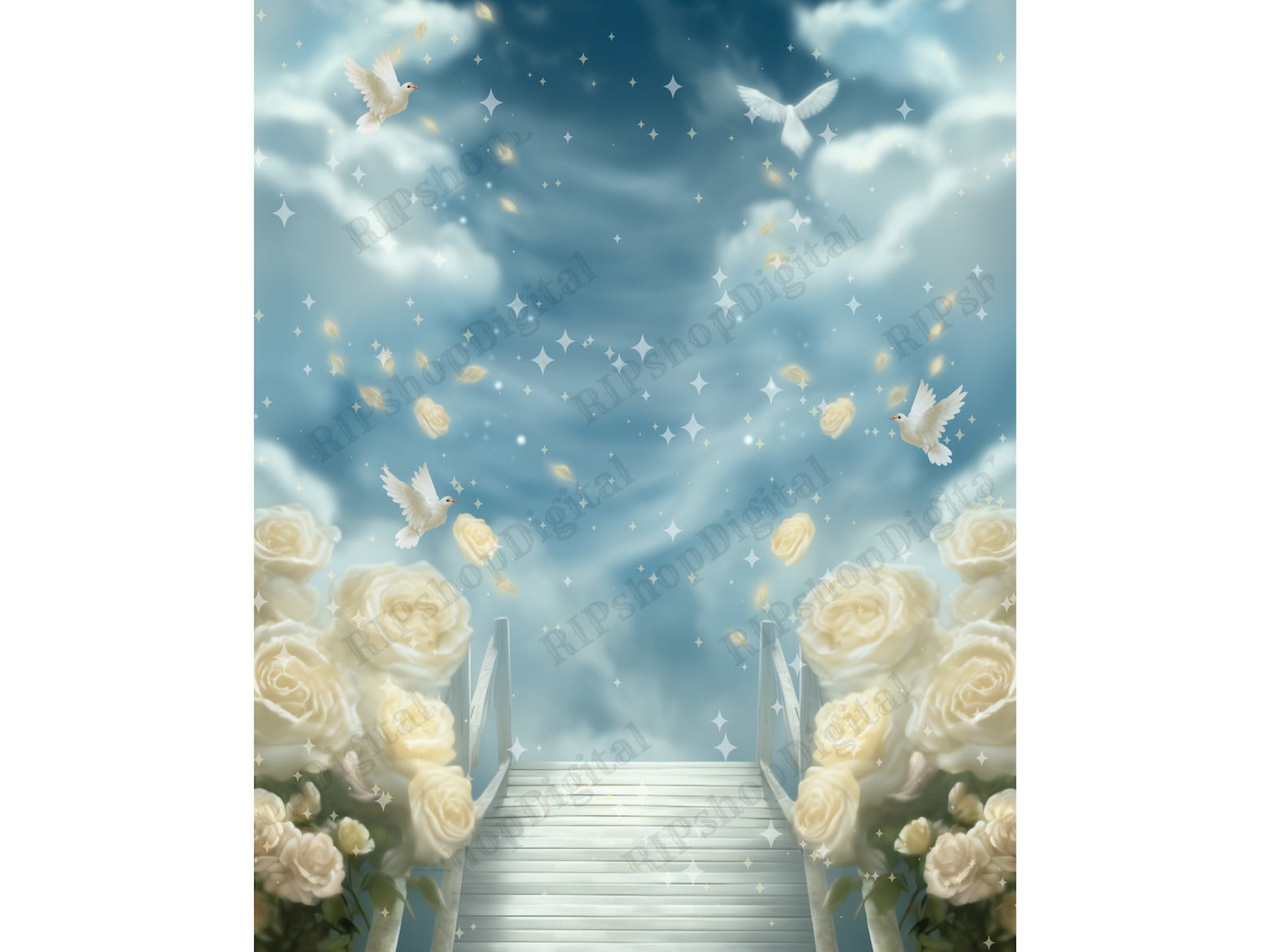 İn Loving Memory PNG Blue Sky Background Heaven Gate Stairway
