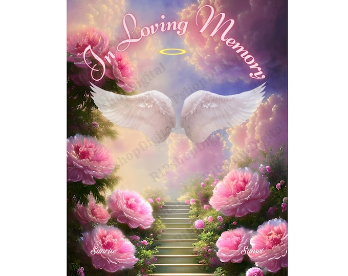 In Loving Memory PNG , Pink Rose Heaven's Stairway Memorial Background ...