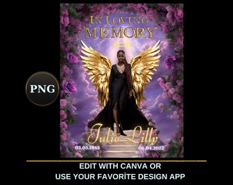 In Loving Memory PNG - Purple & Gold Heaven's Stairway Memorial for Funeral, Remembrance, RIP Memorial T-shirt Sublimation