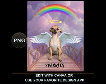 Rainbow Bridge Background, Dog Rainbow Bridge PNG, stairway to Heaven, Digital Pet Loss Gift Background, Pets in Heaven Memorial Background,