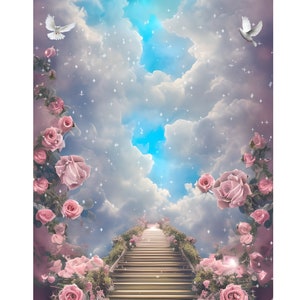 İn Loving Memory PNG Blue Sky Background Heaven Gate Stairway