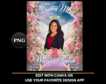 İn Loving Memory PNG, Pink Rose Heaven gate Stairway Memorial Background Blue Sky Background, , Funeral Card, Rip png, shirt Template blue