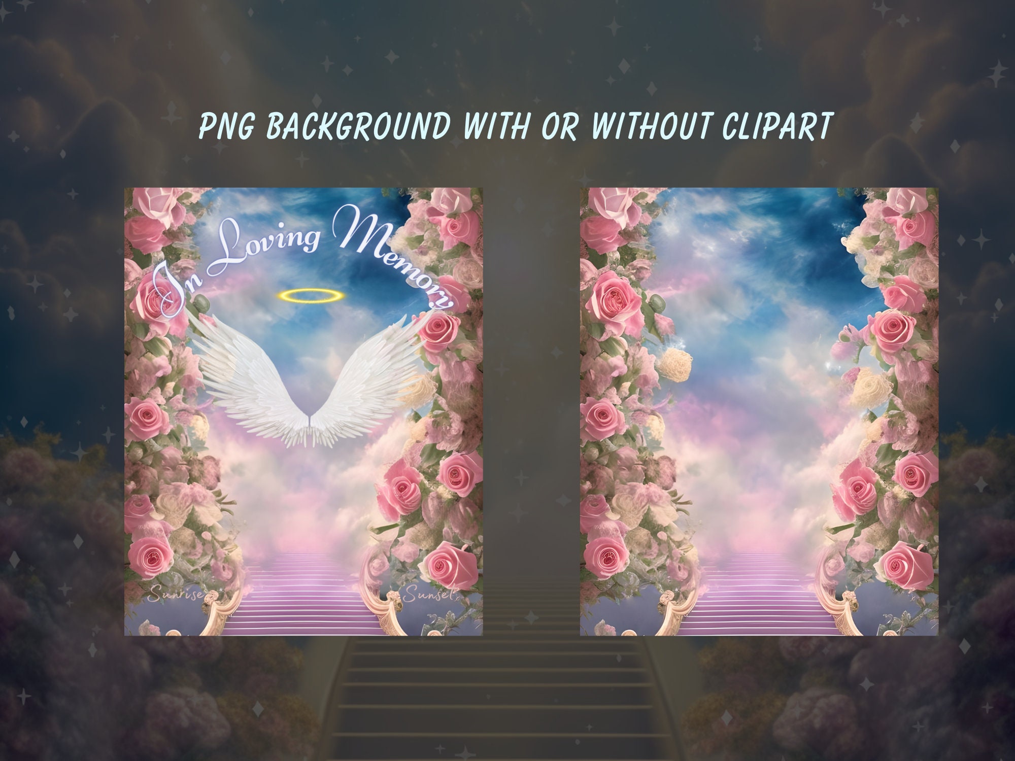 İn Loving Memory PNG, Pink Rose Heaven Gate Stairway Memorial ...