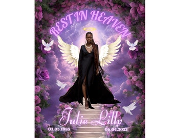 Rest in Heaven PNG, Purple Sky Heaven gate, Memorial Background for Funeral, Memorial Template, T-Shirt Sublimation