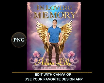 Gold In Loving Memory PNG, Pink Gold Heaven's Stairway Memorial Background for Funeral, Remembrance, RIP Memorial T-shirt PNG Sublimation