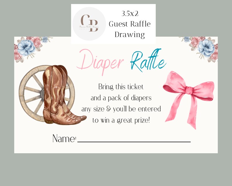 Boots or Bows? Gender Reveal Bundle. Invitation, Guest Guessing, Raffle ...
