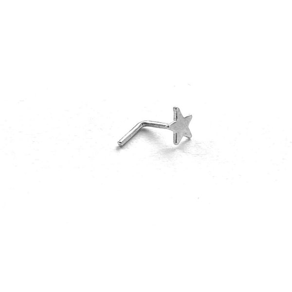 Sterling Silver 925 Star L Shaped Nose Stud ~ HANDMADE