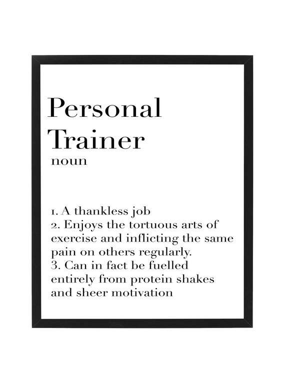 Personal Trainer Definition Print Poster Definitions Etsy