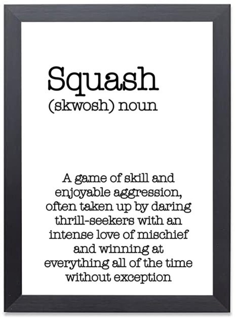 Squash Definition Print Poster Sport Definition 5 Sizes Etsy UK