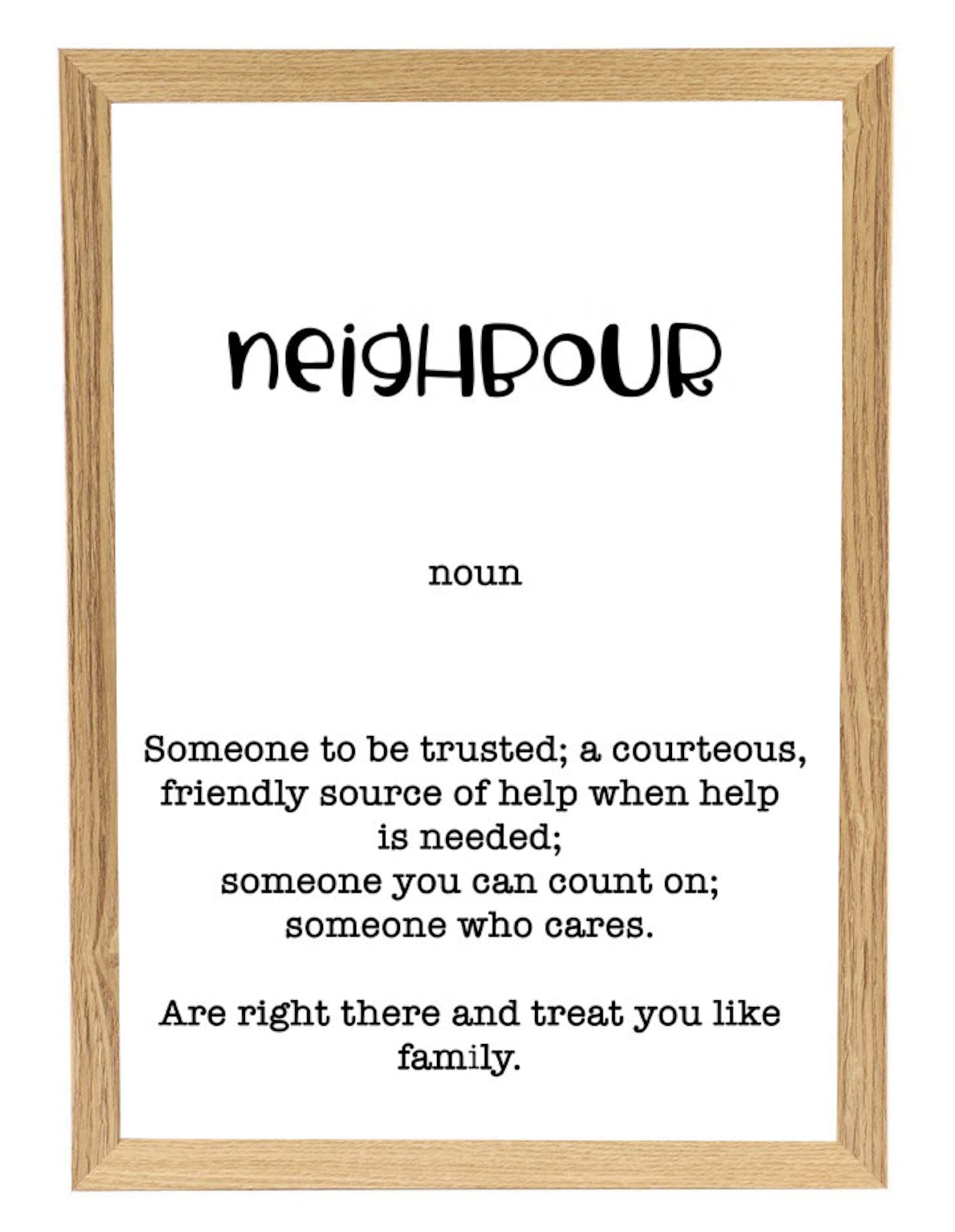 Neighbour Definition Print Poster 5 Sizes Available | Etsy
