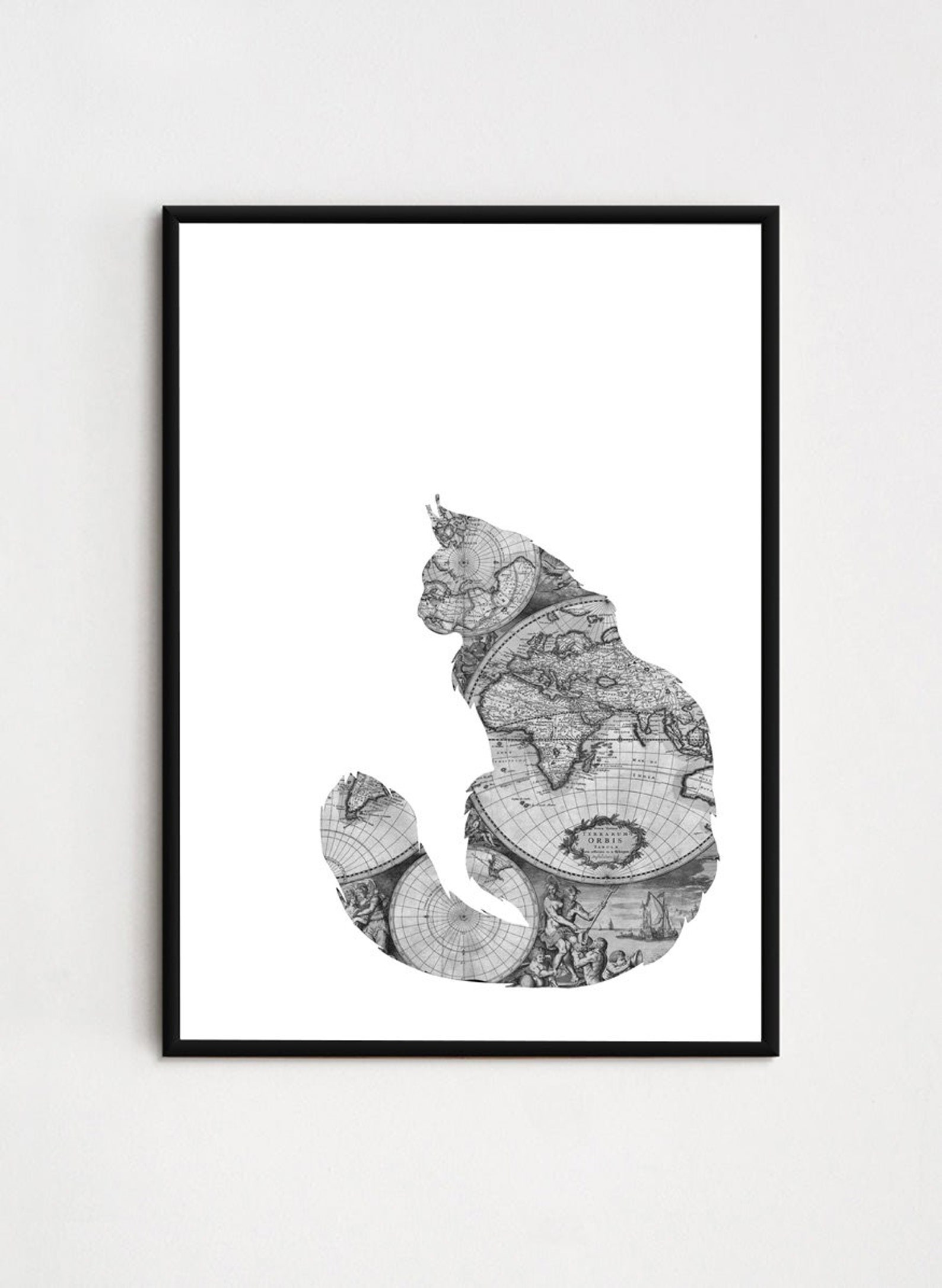 Cat Print Poster Etsy