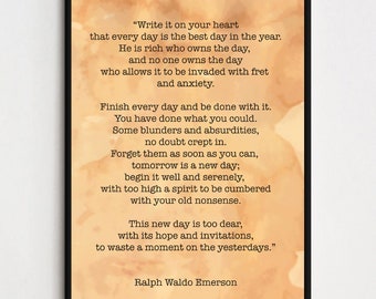 Write it on your heart ~ Ralph Waldo Emerson Quote Poster Print