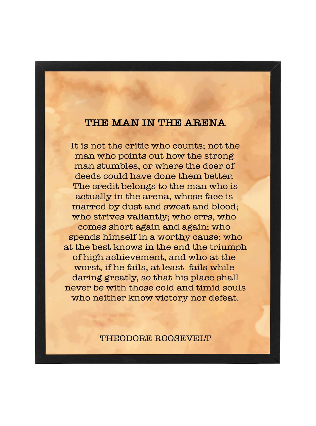 The Man in the Arena Poster Print Theodore Roosevelt Quote - Etsy