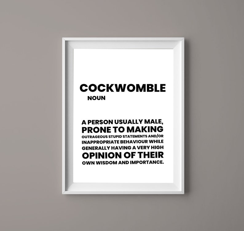 Cockwomble Definition Print Poster Definition 5 Sizes Etsy