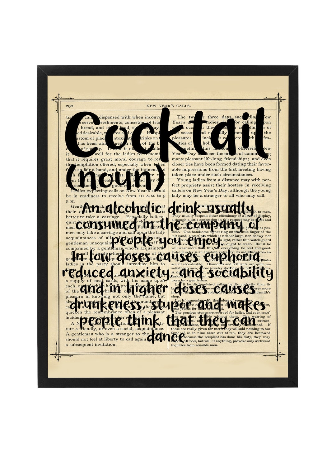Cocktail Definition Poster Print Etsy