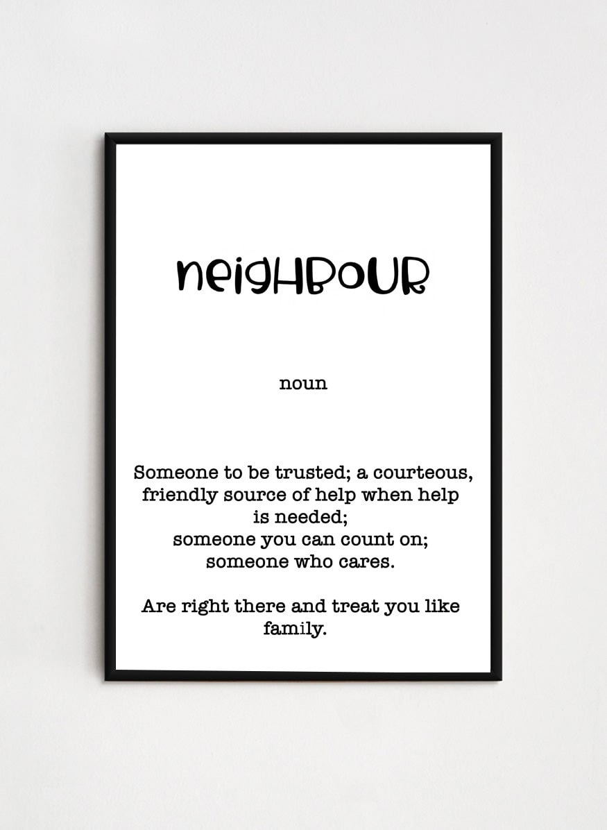 Neighbor Definition Print Poster 5 maten beschikbaar | Etsy