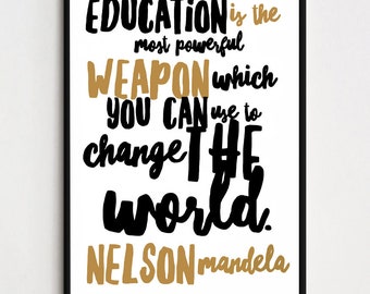 Nelson Mandela Quote Poster Print ~ Education