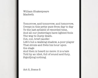 William Shakespeare ~ Macbeth Print Poster