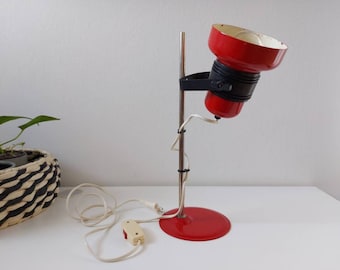 Vintage Desk Lamp, Mid Century Lamp, Adjustable Lamp, Red Lamp, Table Lamp, Vintage Light, Space Age Lamp, 70s Lamp, Retro Lamp, Task Lamp