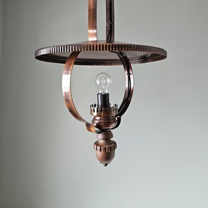 Vintage Copper Chandelier, Mid Century Ceiling Lamp, Pendant Light, Mid Century Modern, 70&#39;s Rustic Lamp, Retro Hanging Light, MCM
