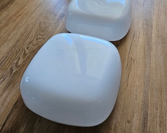A set of 2/ Large Vintage Wall Lamps, Flush Mount Ceiling Lamps, Minimalist Wall Sconces, Yugoslavia 70s, Glass Ceiling Lights, Wall Lights