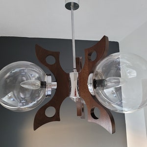Vintage Pendant Light, Mid Century Modern Lamp, Bulb Ceiling Lamp, Glass Globes Chandelier, Sputnik Space Age Lamp 70's MCM Yugoslavia image 4