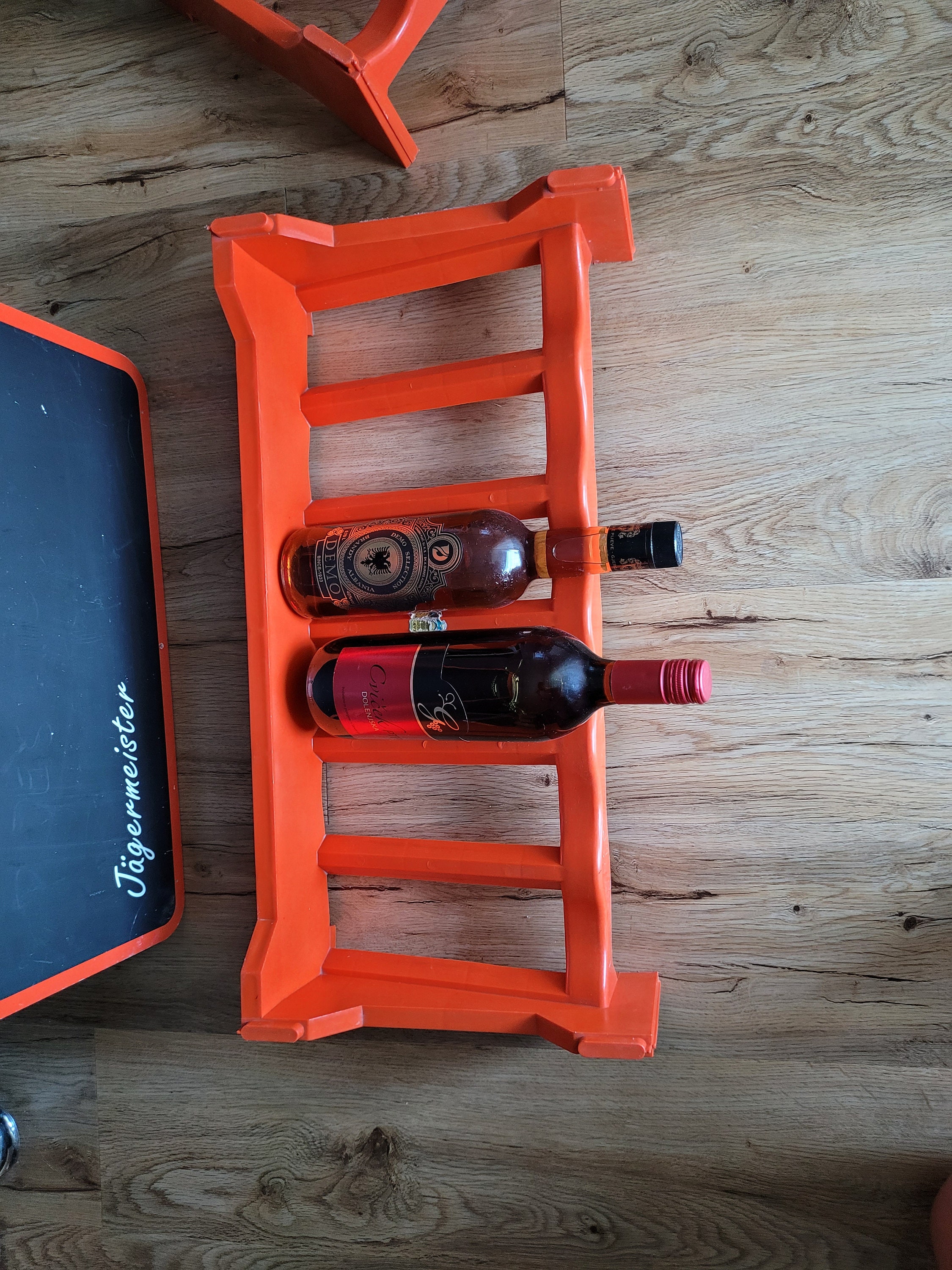 Set of 2 Retro Wine Rack for 12 Bottles Orange Plastic Wine Rack