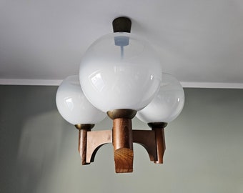 Halverwege de eeuw moderne kroonluchter, vintage lichtarmatuur, plafondlamp, MCM Sputnik Lamp, Space Age Lamp, Joegoslavië 70's